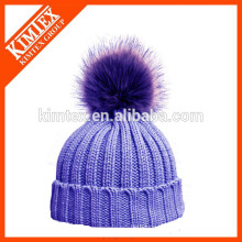 Acrylic custom knitted lady knitted winter cap